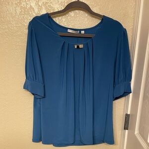 NWT Notations Womens Short Sleeve Blouse career casual flowy stretchy spandex 1X